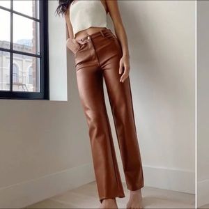 Aritzia Brown Leather Pants